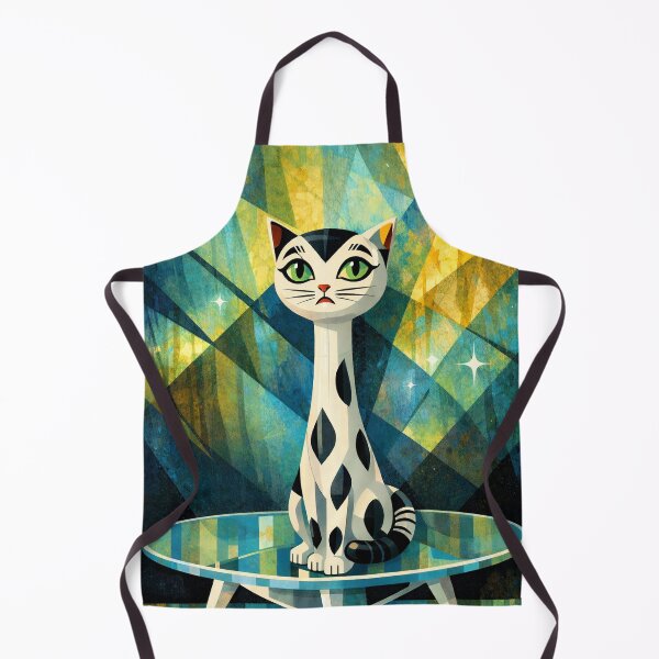 Item preview, Mid Century Modern Long Neck Cat – Retro Atomic Age Geometric Cat Illustration designed and sold by chihuahuashower.