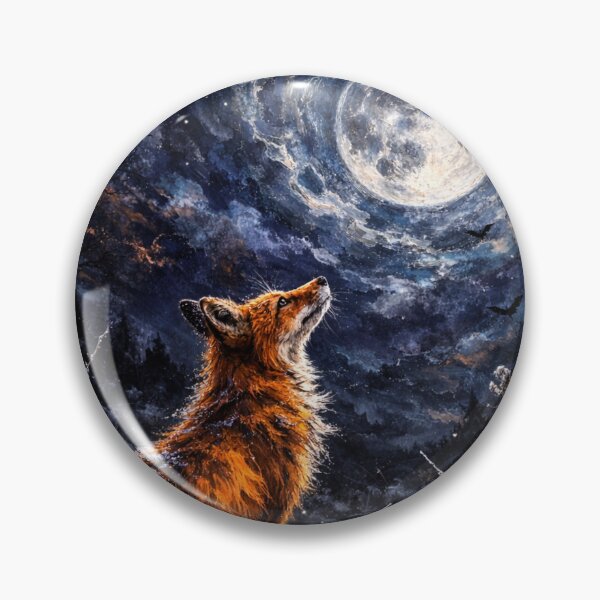 Item preview, Fox Under Full Moon – Mystical Night Forest Wildlife Art designed and sold by chihuahuashower.
