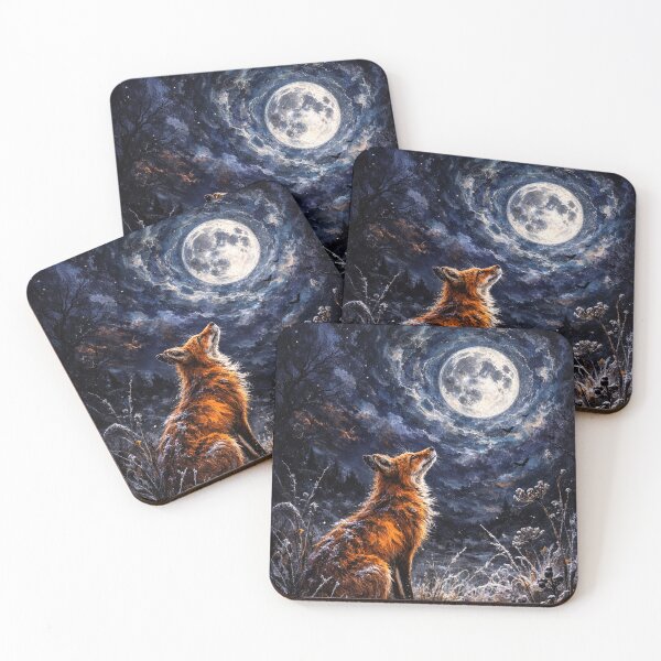 Item preview, Fox Under Full Moon – Mystical Night Forest Wildlife Art designed and sold by chihuahuashower.