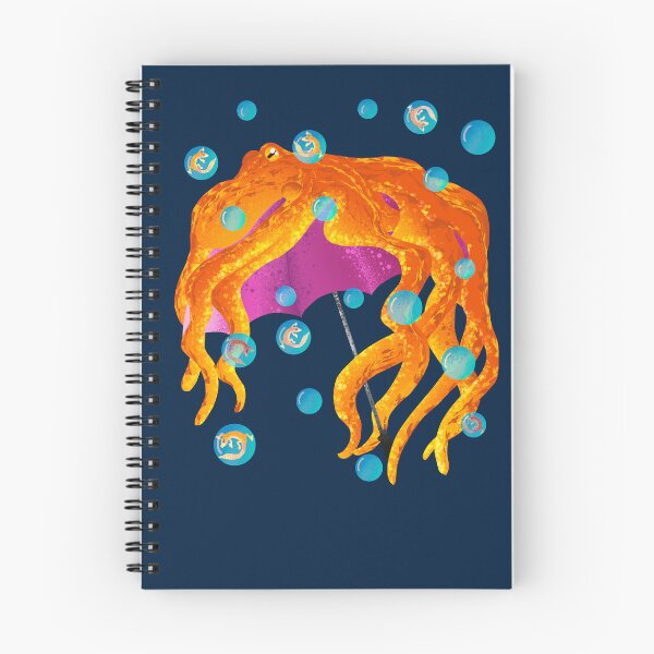 Item preview, Psychedelic Orange Octopus with Umbrella - Whimsical Bubble Pattern designed and sold by TheArtOfTreble.