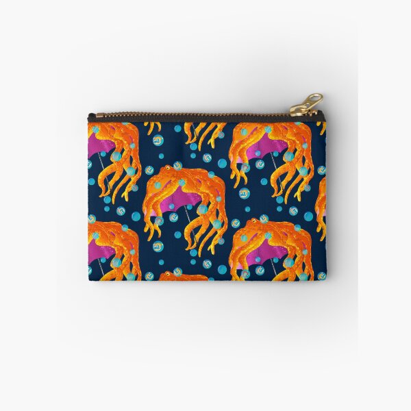 Item preview, Psychedelic Orange Octopus with Umbrella - Whimsical Bubble Pattern designed and sold by TheArtOfTreble.
