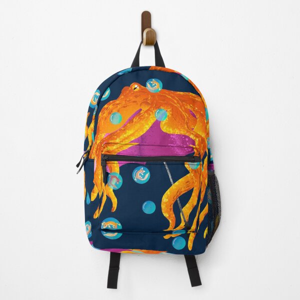 Item preview, Psychedelic Orange Octopus with Umbrella - Whimsical Bubble Pattern designed and sold by TheArtOfTreble.