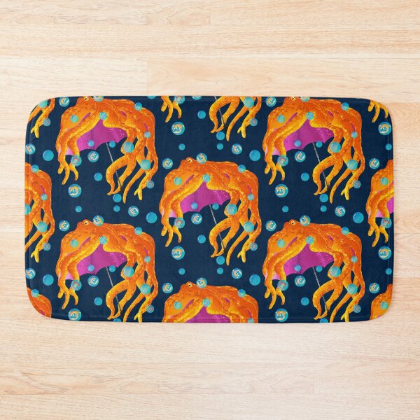 Item preview, Psychedelic Orange Octopus with Umbrella - Whimsical Bubble Pattern designed and sold by TheArtOfTreble.