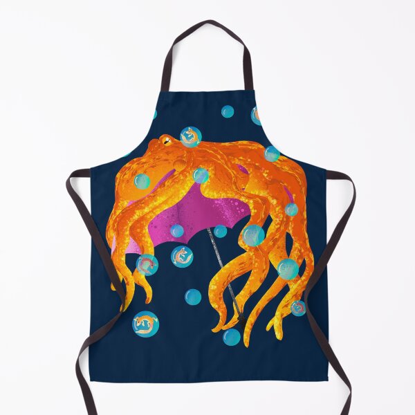 Item preview, Psychedelic Orange Octopus with Umbrella - Whimsical Bubble Pattern designed and sold by TheArtOfTreble.