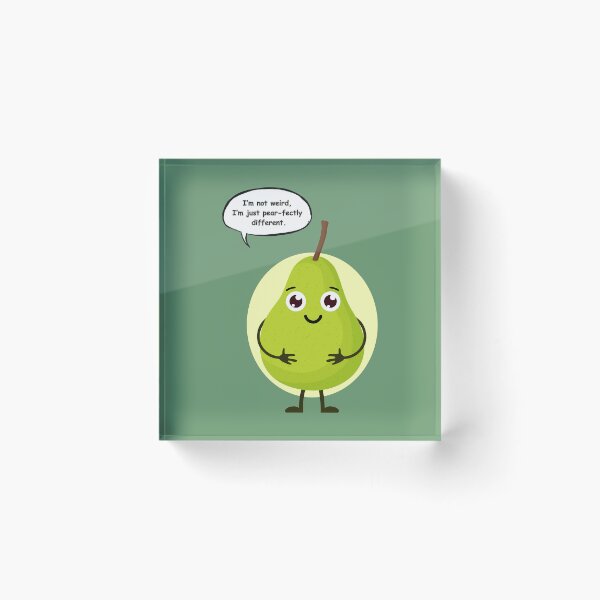 Item preview, Funny Pear Pun Sticker – “I’m Not Weird, I’m Just Pear-fectly Different” Cute Cartoon Fruit Design designed and sold by RositaArtStudio.