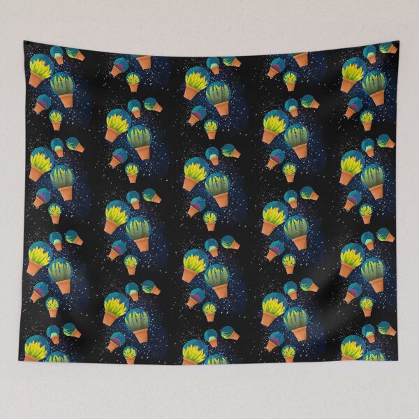 Item preview, Floating Succulent Terrariums in Space - Cosmic Plant Pattern designed and sold by TheArtOfTreble.