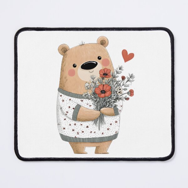Item preview, Cute Bear with Flowers designed and sold by Retro Whimsy.