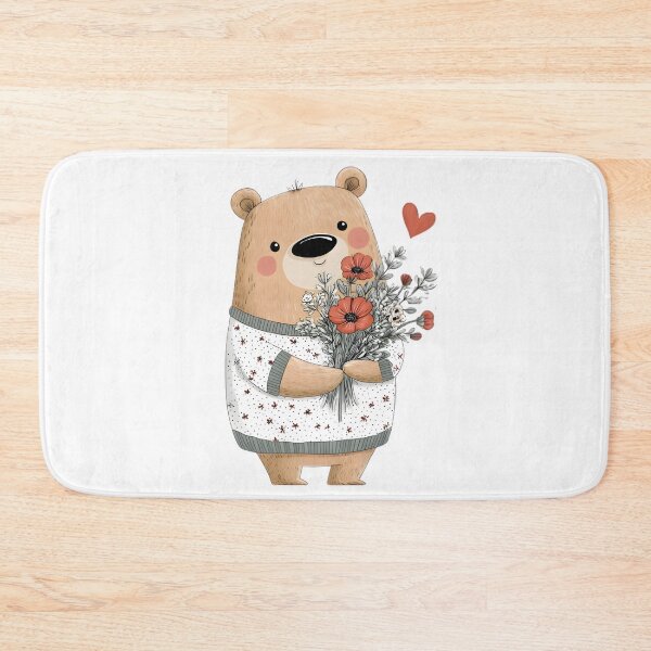 Item preview, Cute Bear with Flowers designed and sold by Retro Whimsy.