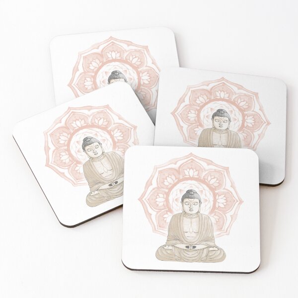 Item preview, Buddha Padma Watercolor - Fawn Slate Dove - Coral Halo designed and sold by Irene Estelle.