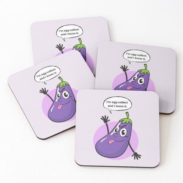 Item preview, Funny Eggplant Pun Sticker – “I’m Egg-cellent and I Know It” Cute Cartoon Aubergine Design designed and sold by RositaArtStudio.