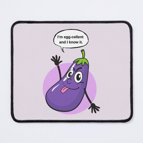 Item preview, Funny Eggplant Pun Sticker – “I’m Egg-cellent and I Know It” Cute Cartoon Aubergine Design designed and sold by RositaArtStudio.