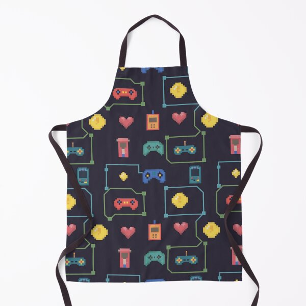 Item preview, Retro Pixel Gaming Seamless Pattern | 8-Bit Controllers Coins Hearts Dark designed and sold by Midnight Veil Designs.