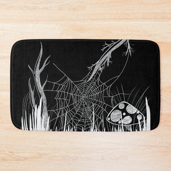 Item preview, Spooky Spider Web & Mushrooms - Gothic Halloween Line Art designed and sold by TheArtOfTreble.