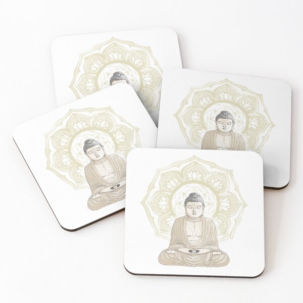 Item preview, Buddha Padma Watercolor - Fawn Slate Dove - Gold Halo designed and sold by Irene Estelle.