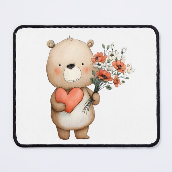 Item preview, Cute Bear with Flowers designed and sold by Retro Whimsy.