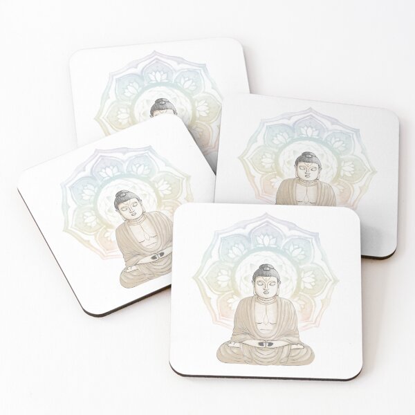 Item preview, Buddha Padma Watercolor - Fawn Slate Dove - Rainbow Sorbet Halo designed and sold by Irene Estelle.