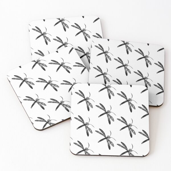 Item preview, Black and White Dragonfly Silhouette - Minimalist Insect Line Art designed and sold by TheArtOfTreble.