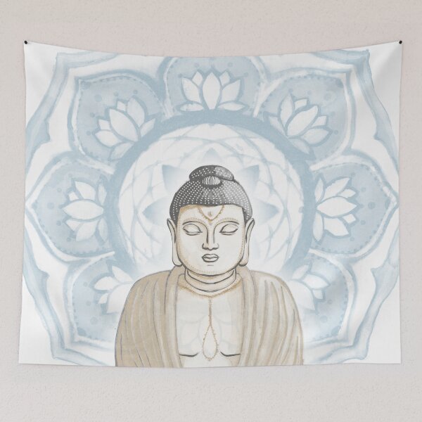 Item preview, Buddha Padma Watercolor - Fawn Slate Dove - Sky Halo designed and sold by Irene Estelle.