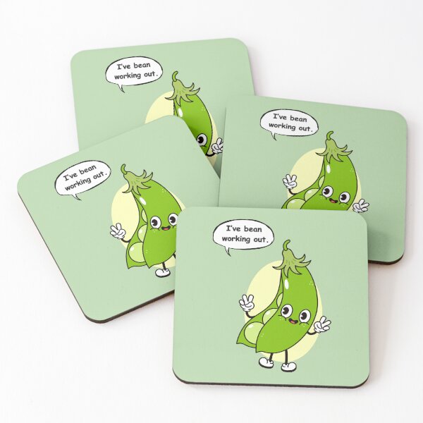 Item preview, Funny Bean Pun Sticker – “I’ve Bean Working Out” Cute Cartoon Veggie Design designed and sold by RositaArtStudio.