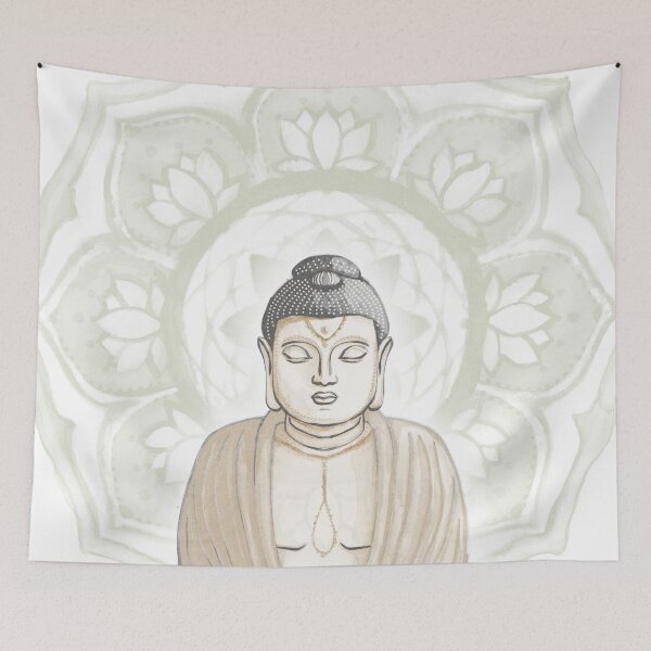 Item preview, Buddha Padma Watercolor - Fawn Slate Dove - Tea Halo designed and sold by Irene Estelle.