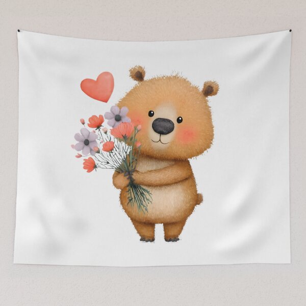 Item preview, Cute Bear with Flowers designed and sold by Retro Whimsy.