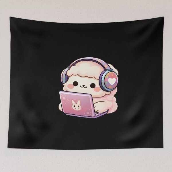 Item preview, Adorable Kawaii Gamer Lamb with Headphones designed and sold by Trendora90.