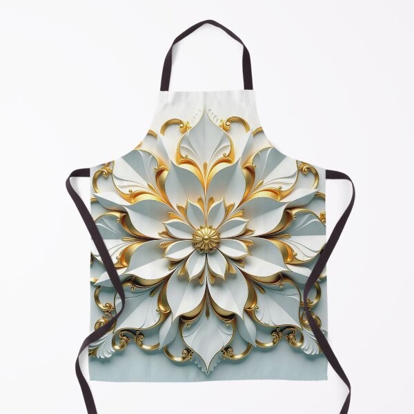 Item preview, Luxury White and Gold Floral Mandala - Elegant 3D Abstract Ornament Art designed and sold by Peter Kraaibeek | Generative Designs and Car Art.
