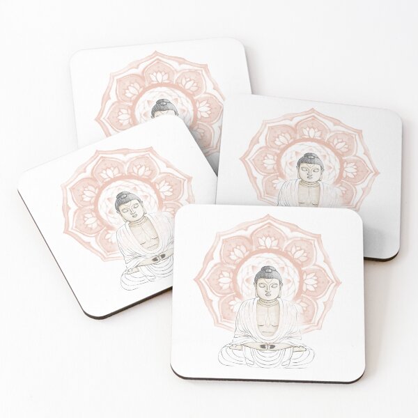 Item preview, Buddha Padma Watercolor - Fawn Slate Snow - Coral Halo designed and sold by Irene Estelle.