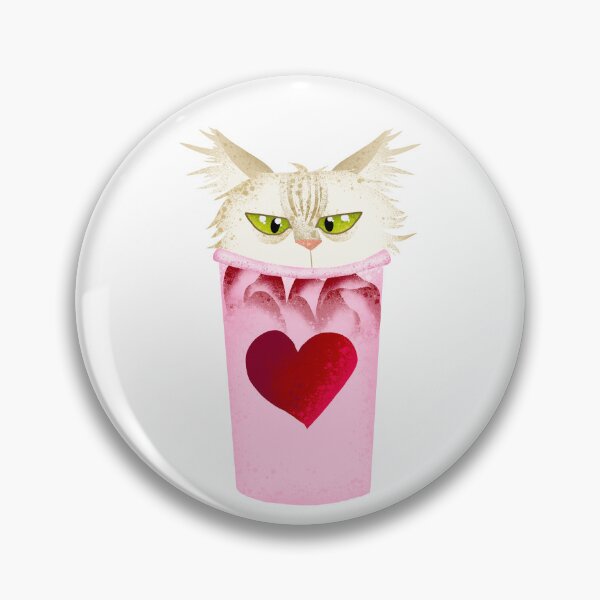 Item preview, Grumpy Cat in Pink Latte - Sassy Coffee Heart Illustration designed and sold by TheArtOfTreble.
