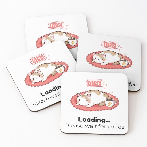 Item preview, Funny Low Battery Cat Illustration | Loading...Please Wait For Coffee designed and sold by INDEEDME.