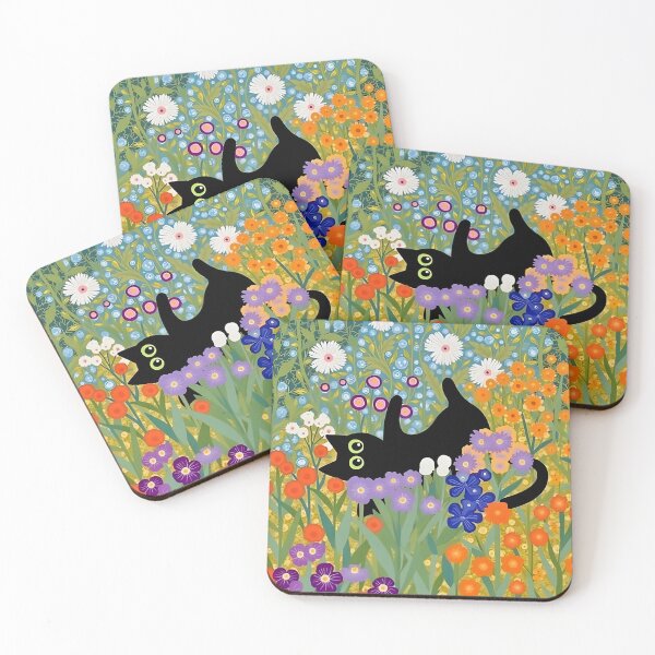 Item preview, Gustav Klimt Black Cat in Flower Garden designed and sold by Vicky Brago-Mitchell®.