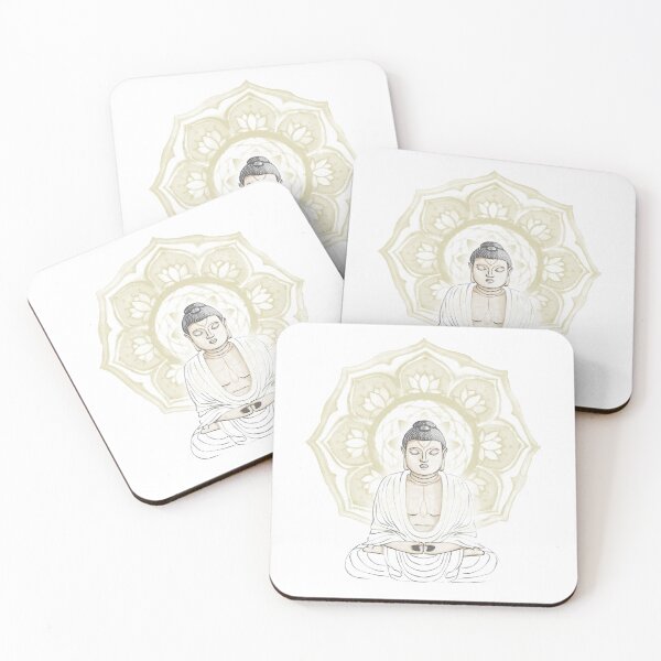 Item preview, Buddha Padma Watercolor - Fawn Slate Snow - Gold Halo designed and sold by Irene Estelle.