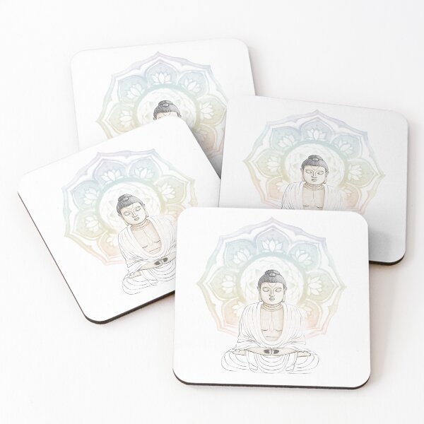 Item preview, Buddha Padma Watercolor - Fawn Slate Snow - Rainbow Sorbet Halo designed and sold by Irene Estelle.