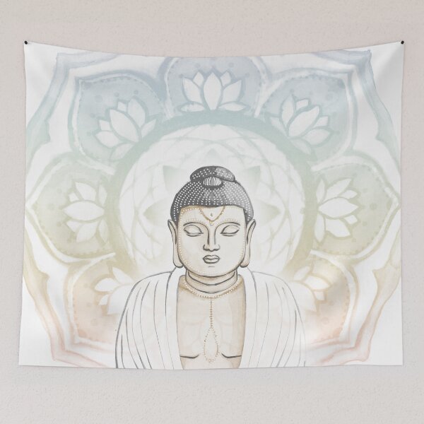 Item preview, Buddha Padma Watercolor - Fawn Slate Snow - Rainbow Sorbet Halo designed and sold by Irene Estelle.
