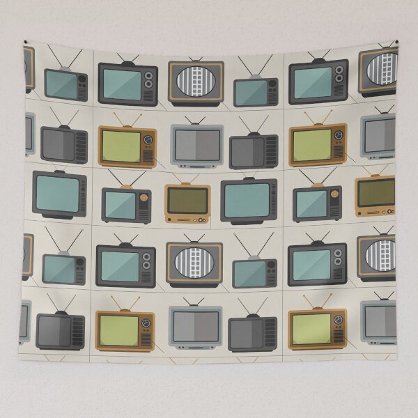 Item preview, Retro Vintage TV Seamless Pattern | Classic Televisions Test Screens Beige designed and sold by Midnight Veil Designs.