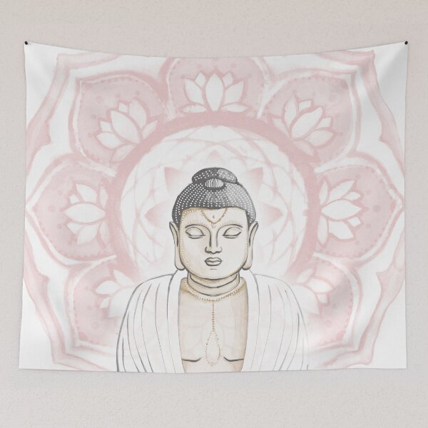 Item preview, Buddha Padma Watercolor - Fawn Slate Snow - Rose Halo designed and sold by Irene Estelle.