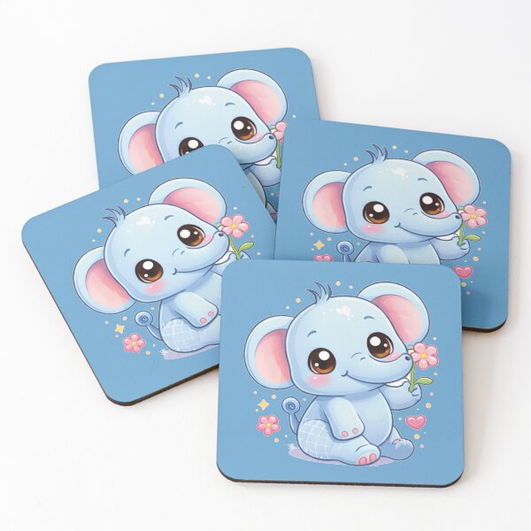 Item preview, Smiling Kawaii Elephant – Cute Baby Elephant Cartoon Design designed and sold by MerlinWear.