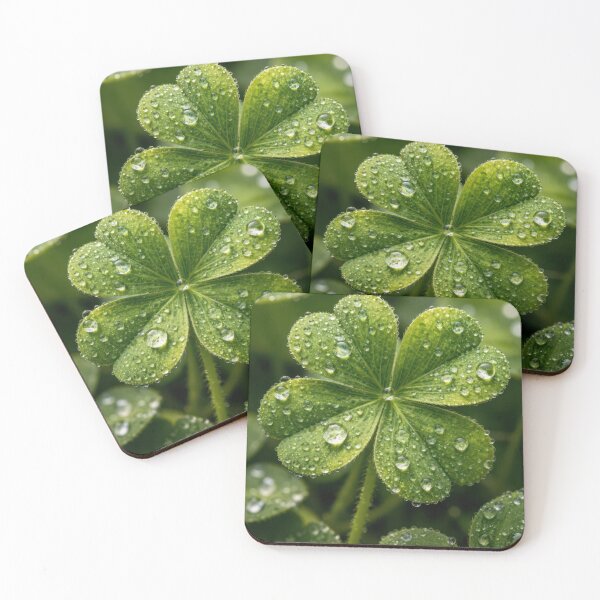 Item preview, Green Four-leaf Clover with Raindrops designed and sold by Maria Dryfhout.