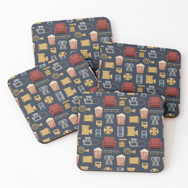 Item preview, Retro Cinema Seamless Pattern | Movie Night Popcorn Film Reels Dark Blue designed and sold by Midnight Veil Designs.