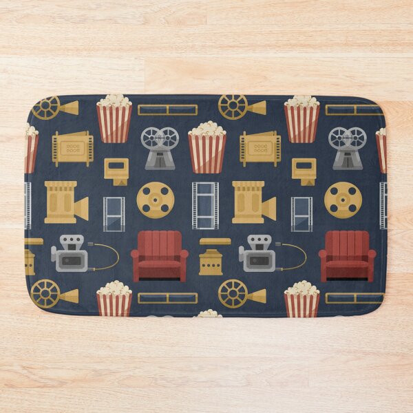 Item preview, Retro Cinema Seamless Pattern | Movie Night Popcorn Film Reels Dark Blue designed and sold by Midnight Veil Designs.