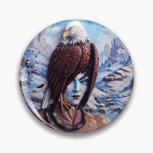 Item preview, Surreal Oil Painting of a Human Figure Merged with a Majestic Bald Eagle and Snake designed and sold by ARTCREATESHOP.