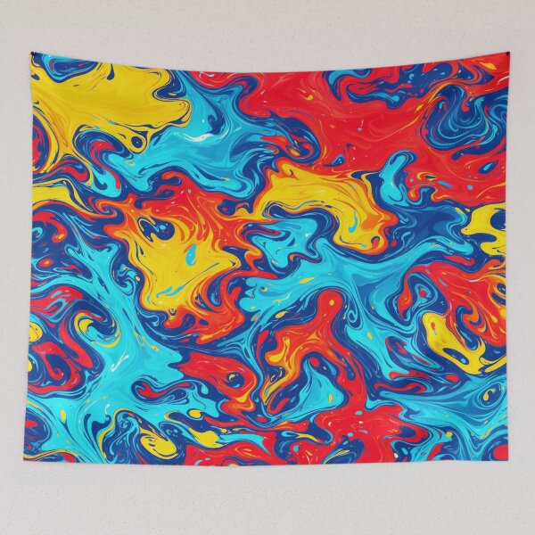 Aperçu de l'œuvre Motif abstrait tourbillonnant de couleurs primaires vibrantes créée et vendue par Patternair.