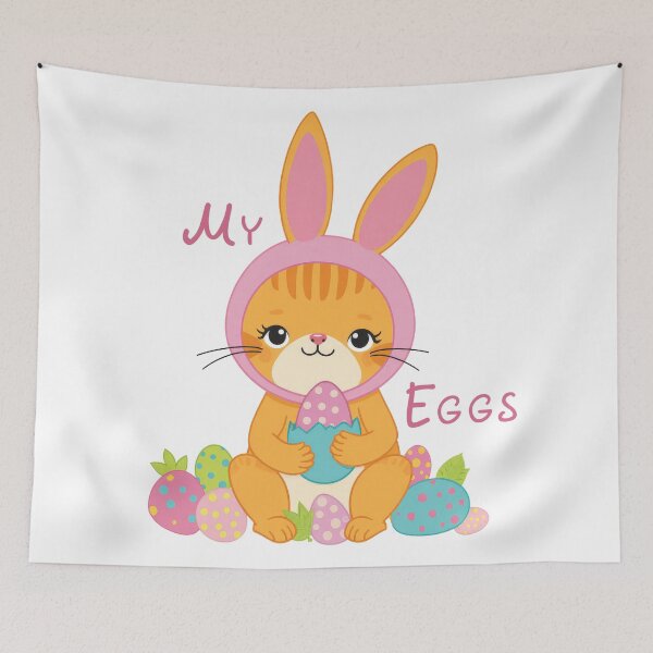 Item preview, Funny Easter Cat Bunny Ears – Cute Cat My Eggs Pun Shirt Design designed and sold by olenapetol.