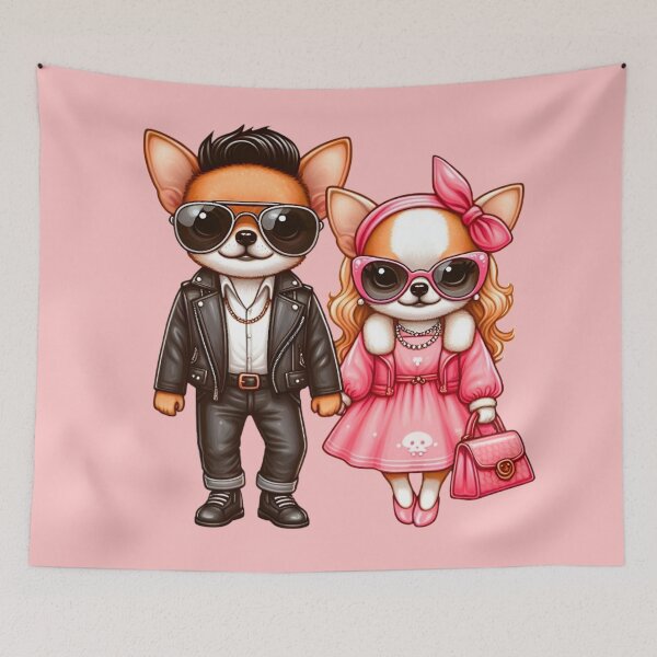 Item preview, Stylish Chihuahua Couple – Cute Kawaii Dog Characters designed and sold by Good Vibes .