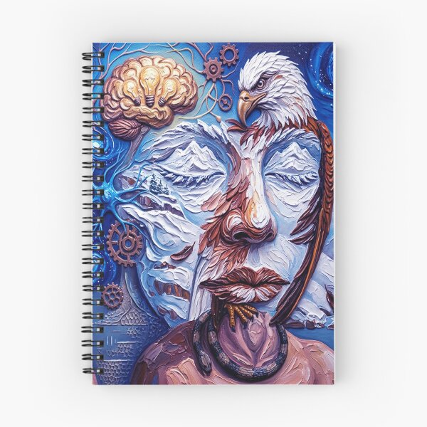 Item preview, Surreal Oil Painting of a Human Figure Merged with a Bald Eagle and a Snake designed and sold by RadiantRenderArt.