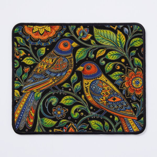 Item preview, Luxury Indian Folk Bird Floral Art on Black | Modern Madhubani Statement Wall Decor designed and sold by simpleyetcanva.
