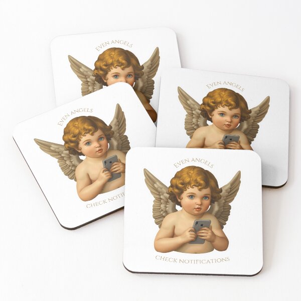 Item preview, Even Angels Check Notifications Sticker, Funny Christian Sticker, Renaissance Cherub, Religious Humor Decal, Faith Funny Gift, Christian Meme Sticker, Bible Art Sticker designed and sold by HemoraArts.