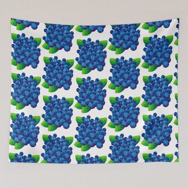 Item preview, Happy Blueberry Bunch - Cute Smiling Kawaii Berries Illustration designed and sold by TheArtOfTreble.