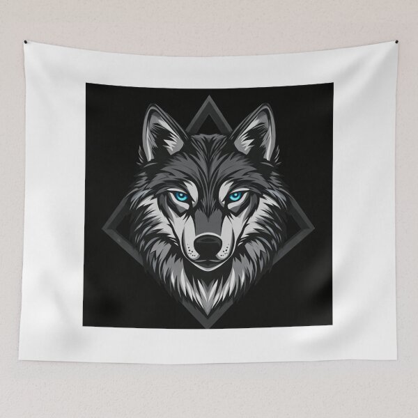 Item preview, Majestic Geometric Wolf Portrait with Piercing Blue Eyes designed and sold by Prestige Parlor.