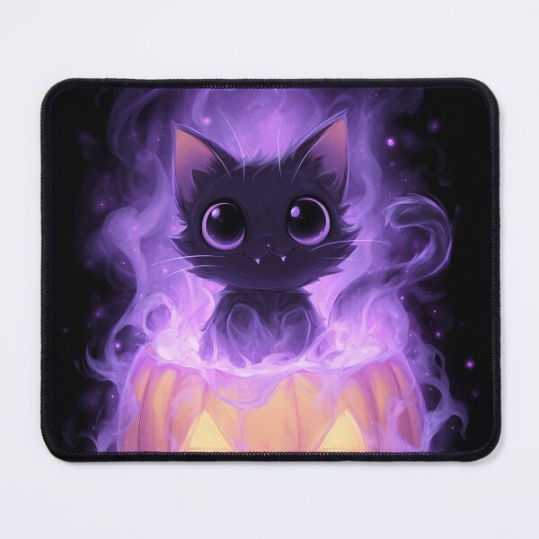 Item preview, Cute Spooky Black Cat in Glowing Pumpkin – Happy Halloween Purple Aesthetic designed and sold by DimyStickers.